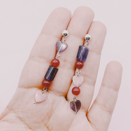 Aros Asimétricos Piedras Colores - Plata 925