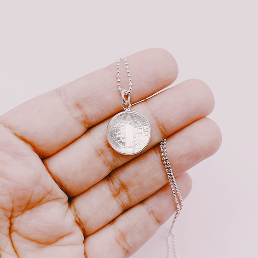 Cadena San Benito Protector Nácar - Plata 925