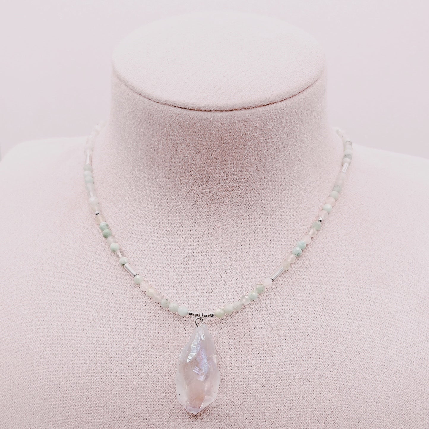 Collar Amazonitas & Gota Piedra Rústica Aura - Plata 925