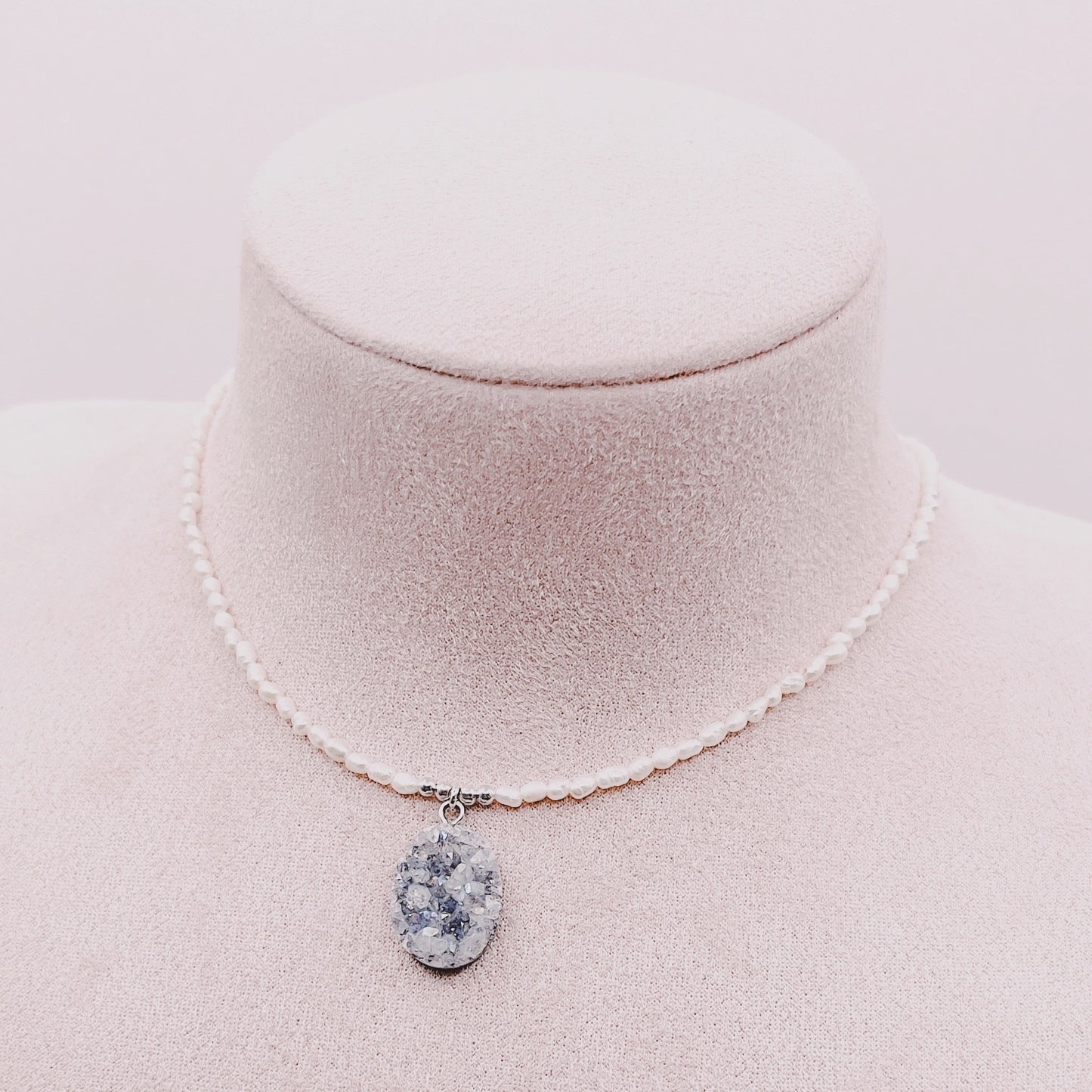 Collar Micro Perlas Río & Drusa Amatista - Plata 925