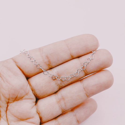 Cadena Sinfín Corazones Entrelazados - Plata 925