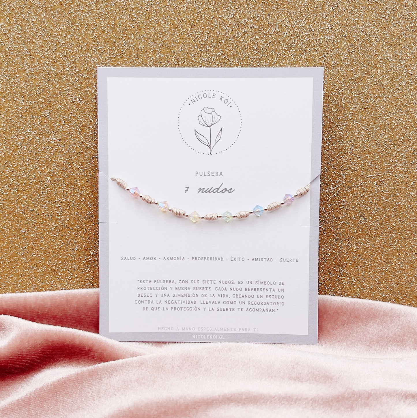 Pulsera 7 Nudos Cristales Tornasol - Plata 925