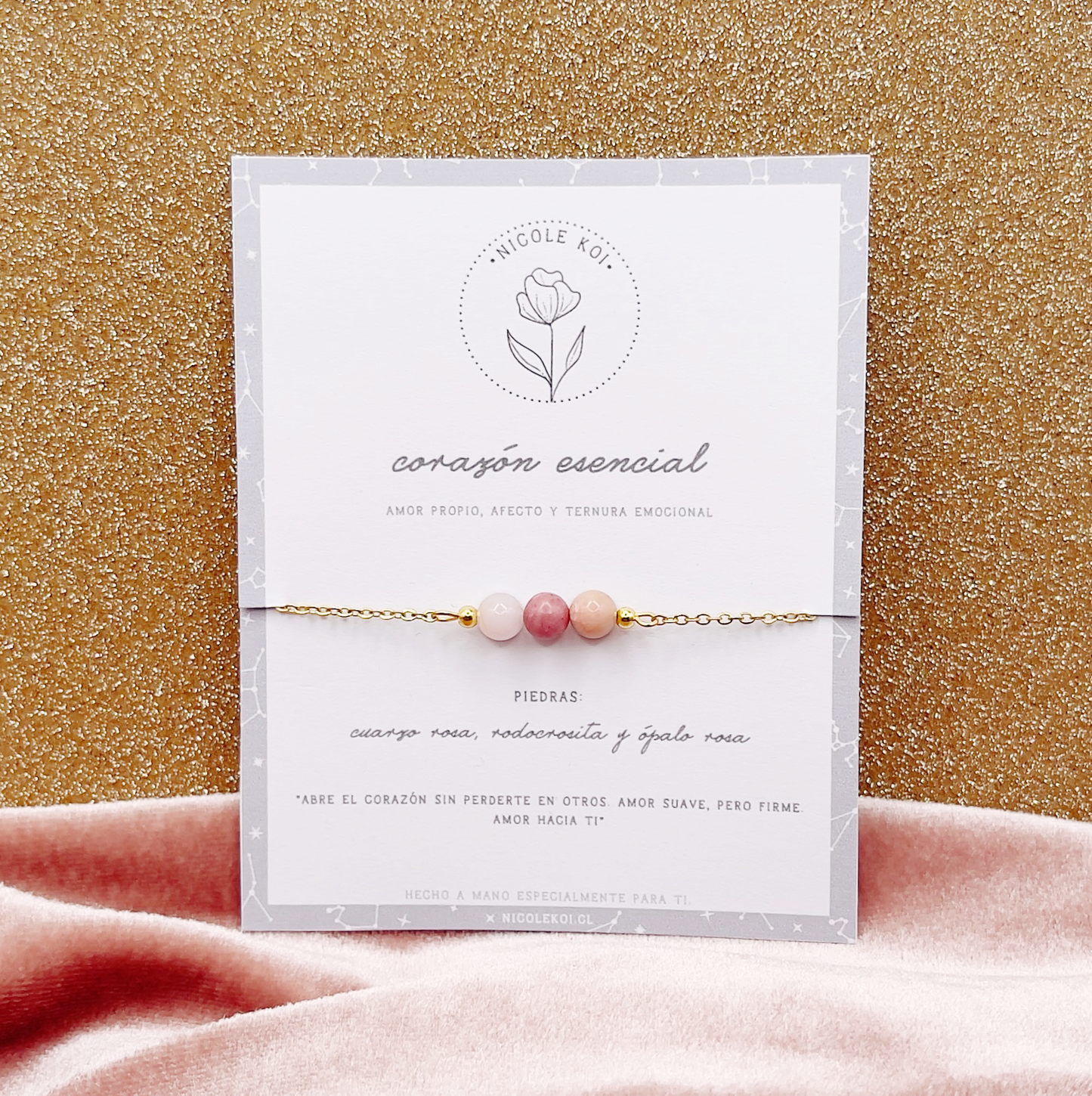 CORAZÓN ESENCIAL - Pulsera Piedras Significado - Amor y Ternura