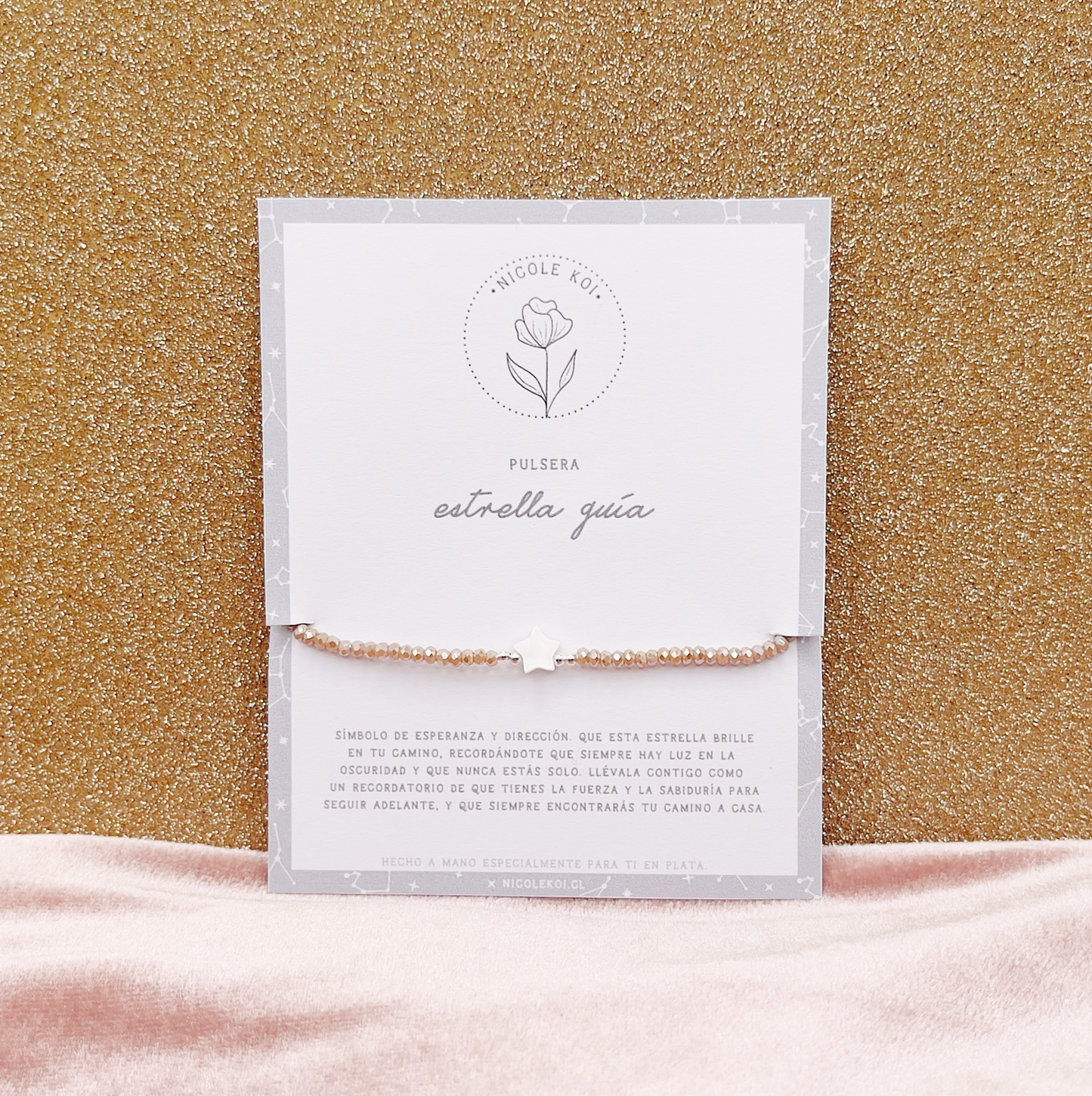 Pulsera Cristales Perlados Estrella Guía Nácar - Plata 925