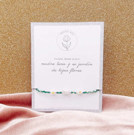Pulsera Madre Luna y Su Jardín de Hijas Flores - Plata 925