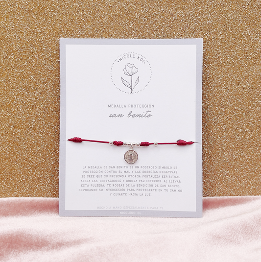 Pulsera Protección Medalla San Benito - Plata 925