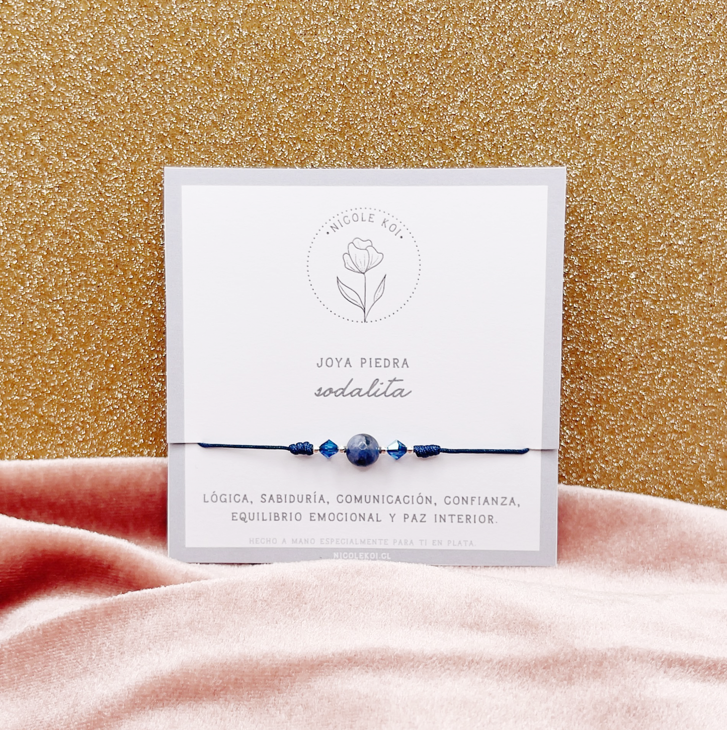 PIEDRA A ELECCIÓN - Pulsera Cuerda & Cristales - Plata 925