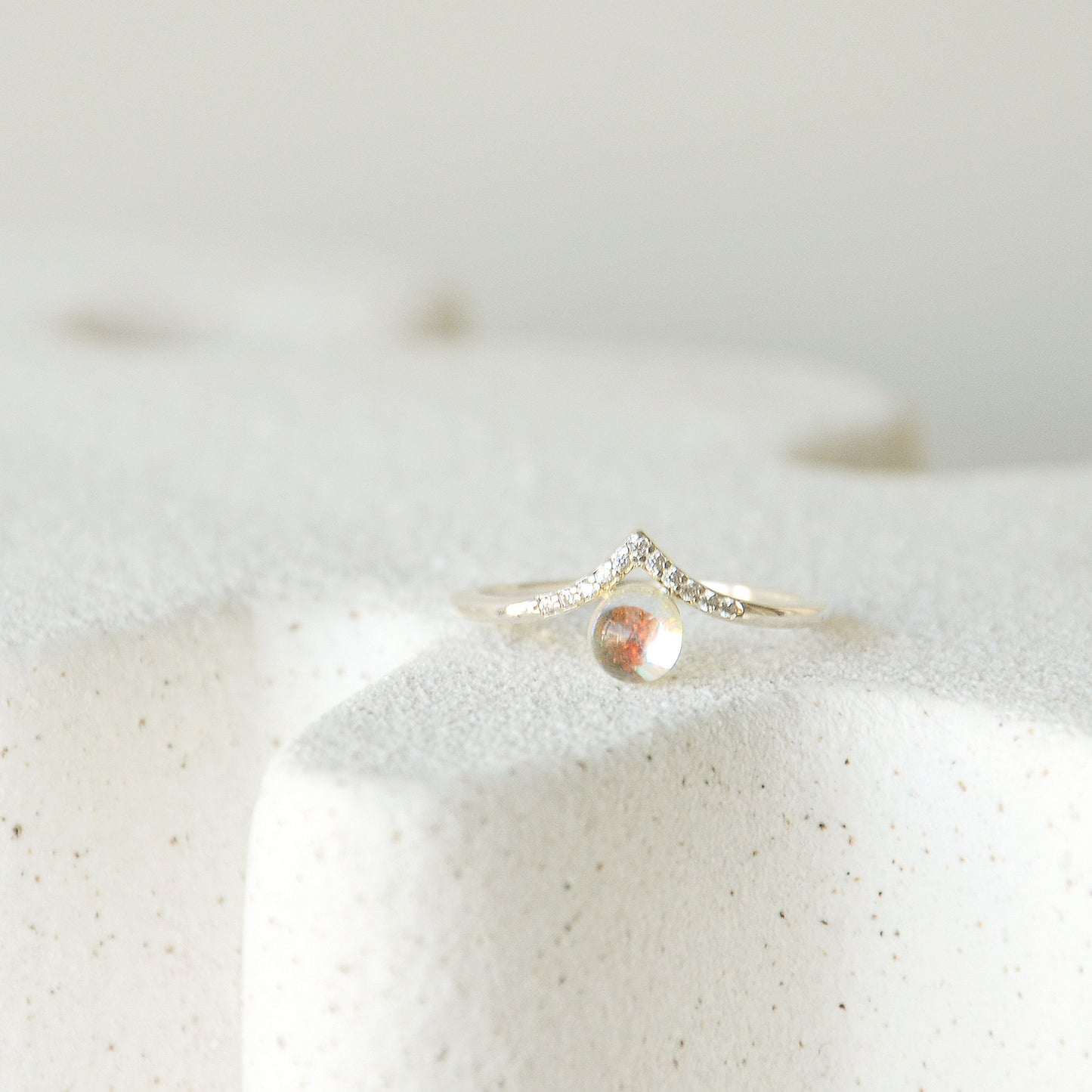 Anillo Cintillo Circones Punto Luz Cuarzo Aura - Plata 925
