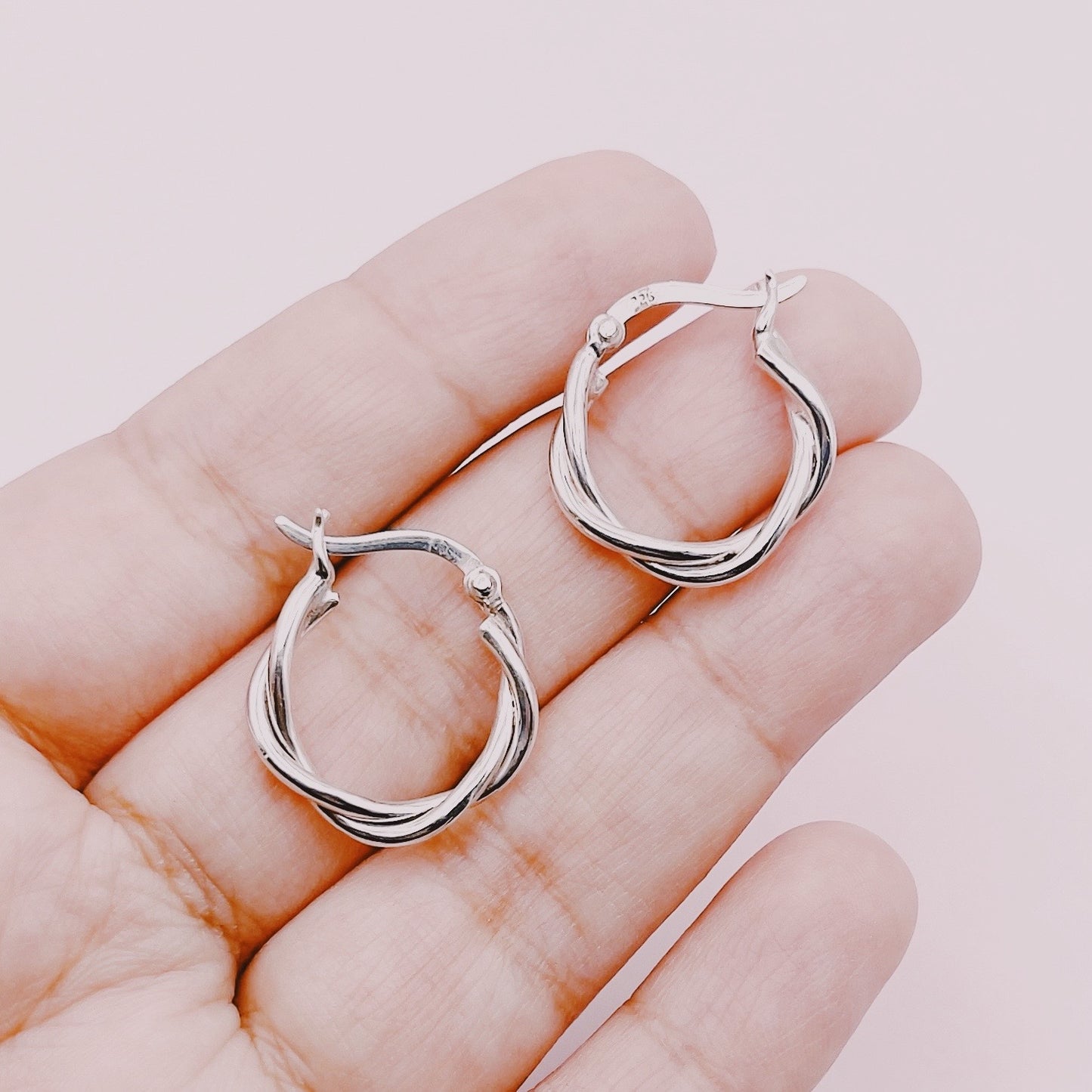 Aros Argollas Broche Trenzadas - Plata 925