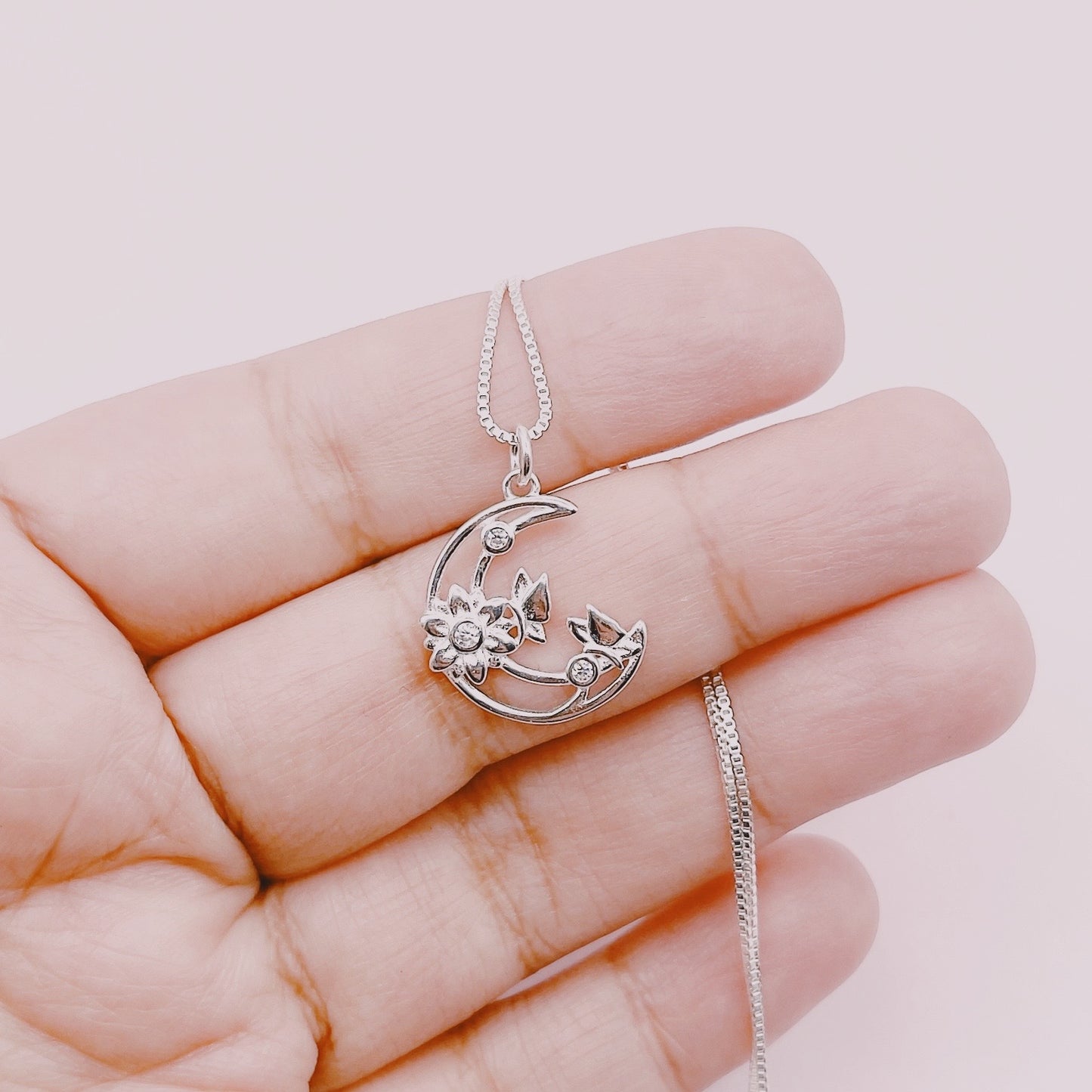 Cadena Luna Naturaleza y Circones - Plata 925