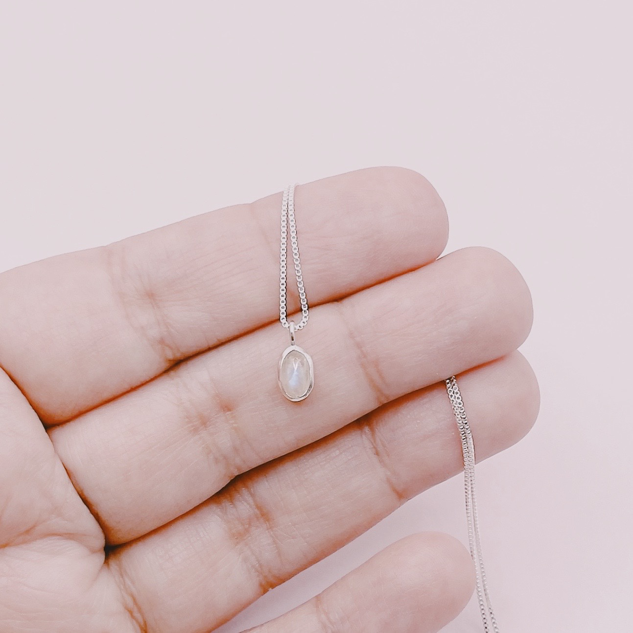 Cadena Punto Luz Piedra Luna - Plata 925