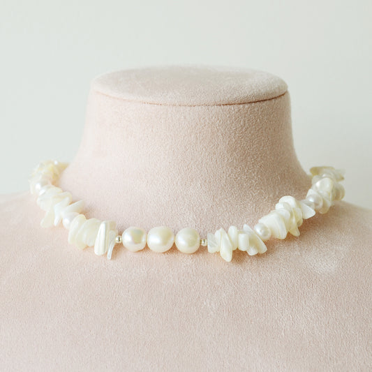 Collar Diseño Chips Nácar & Perlas Cultivadas