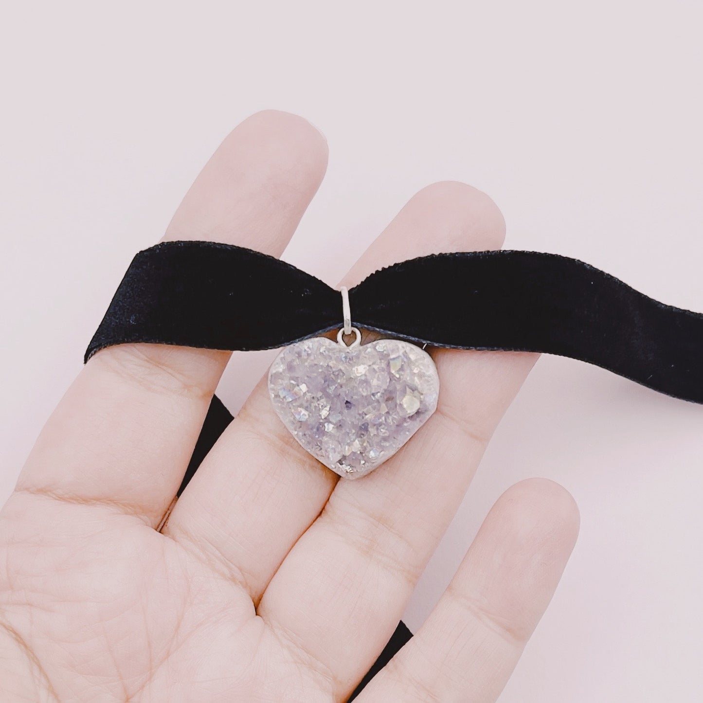 Gargantilla Drusa Corazón Amatista Aura - Plata 925