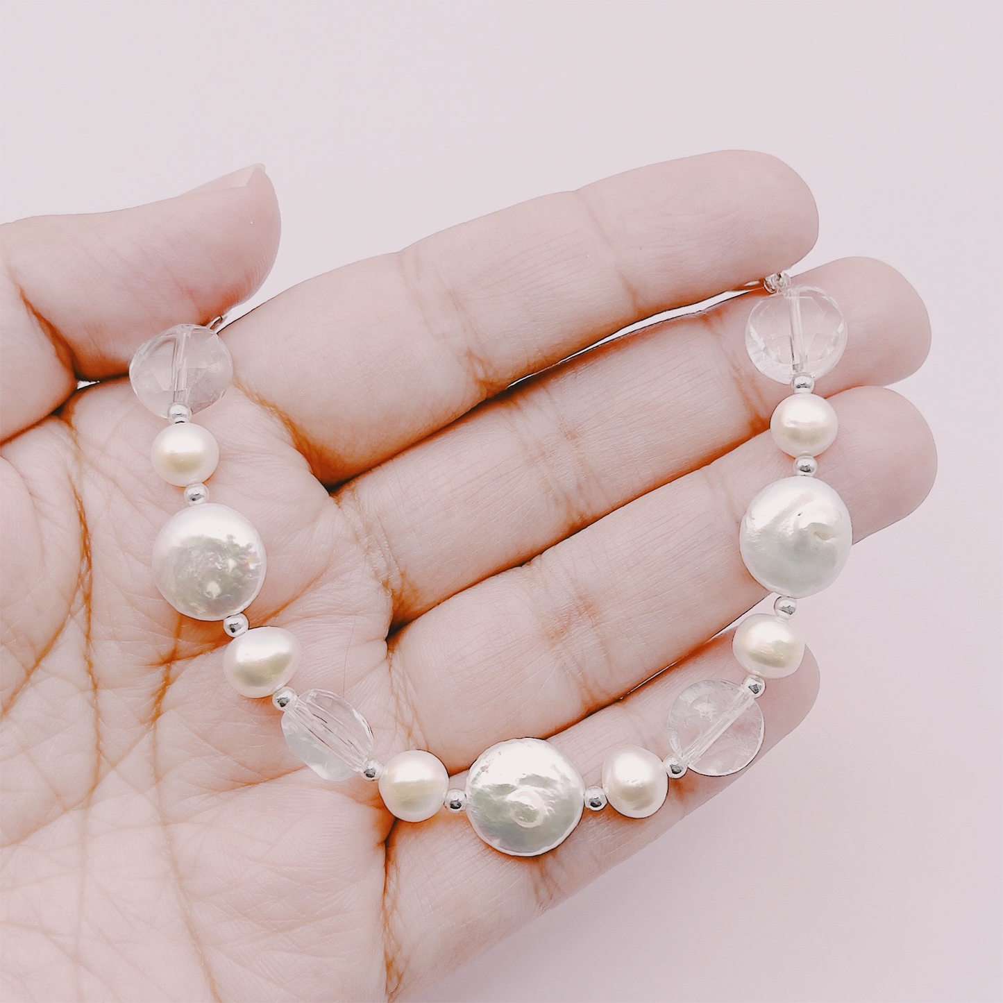 Collar Perlas & Cuarzo Cristal Premium