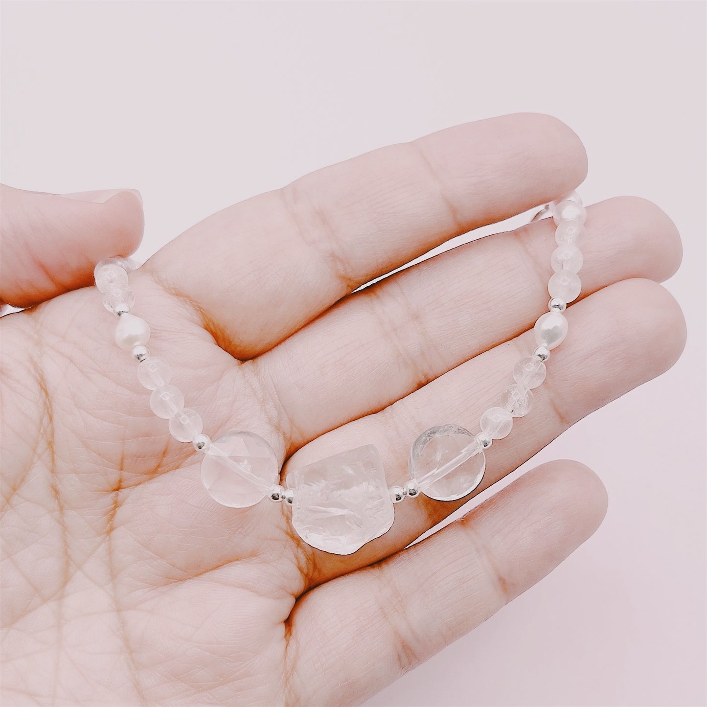 Collar Cuarzo Cristal & Perlas Premium