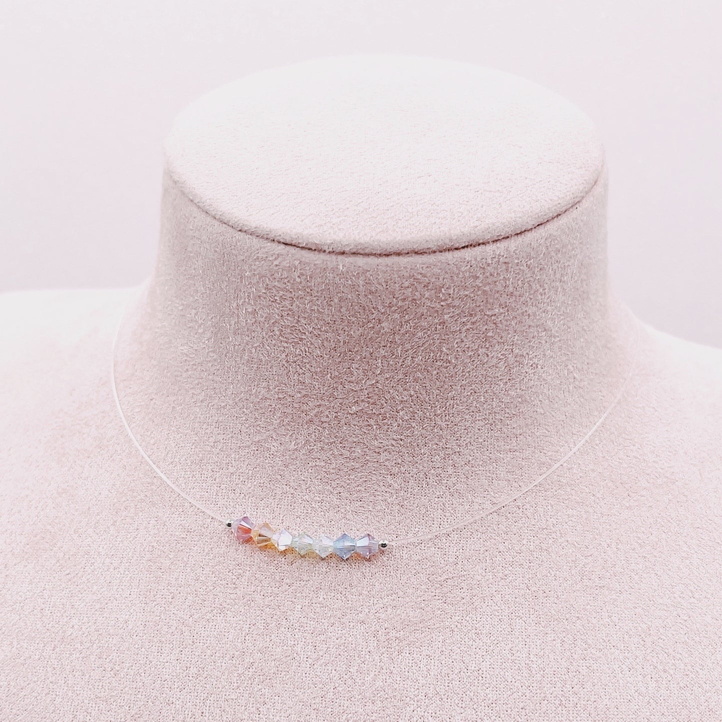 Collar Invisible - Arcoíris Cristales - Plata 925