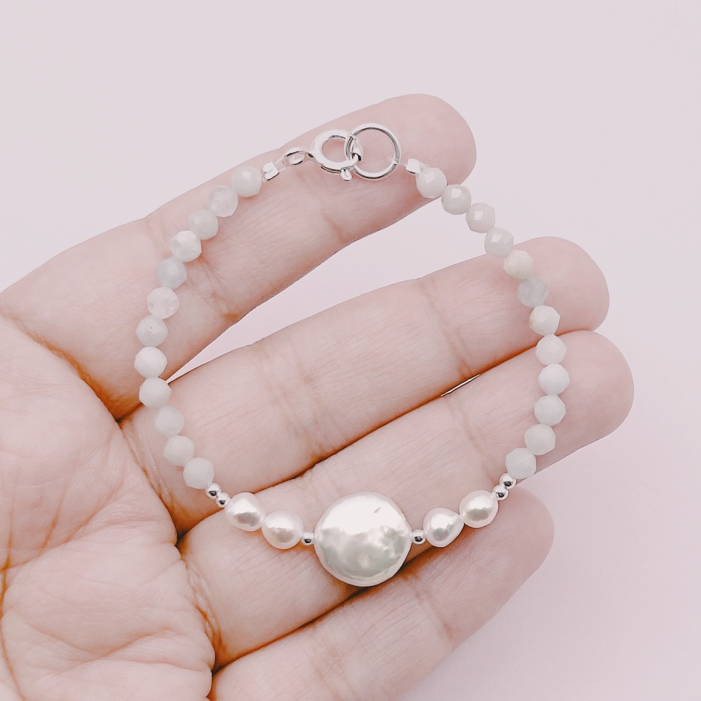 Pulsera Perlas & Aguamarina Premium