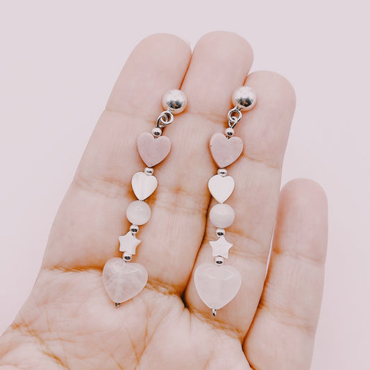 Aros Corazones Piedras & Nácar - Plata 925