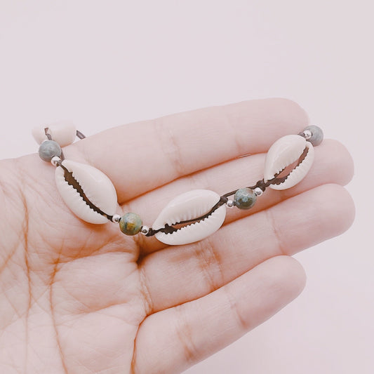 Tobillera Crisocola Conchitas - Plata 925