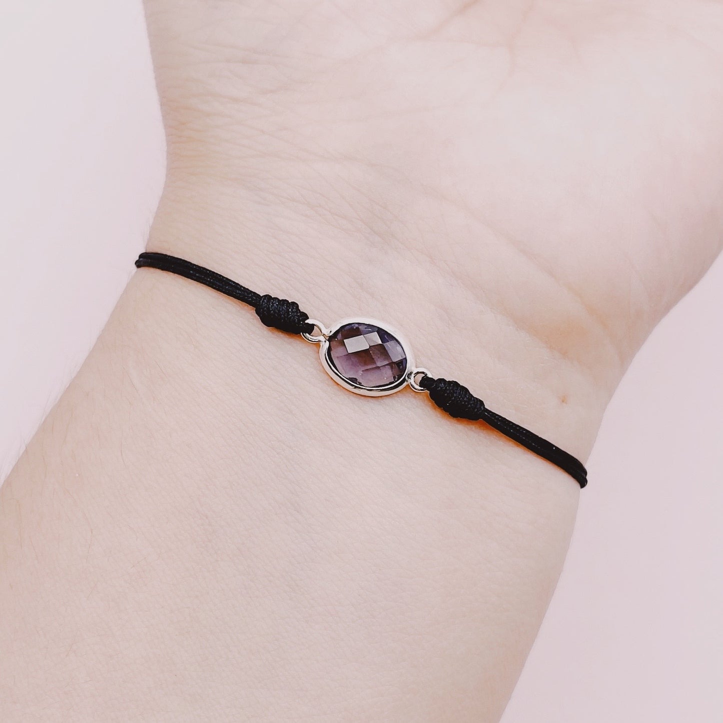 Pulsera Cuerda Circón Amatista - Plata 925
