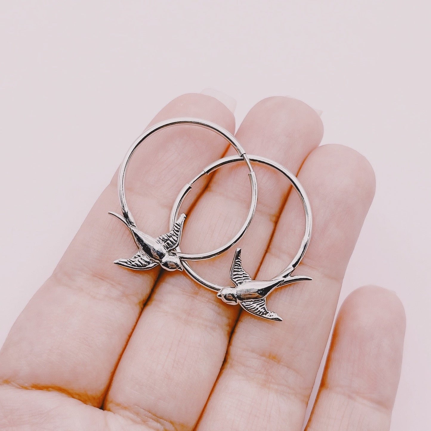 Aros Argollas Golondrinas - Plata 925