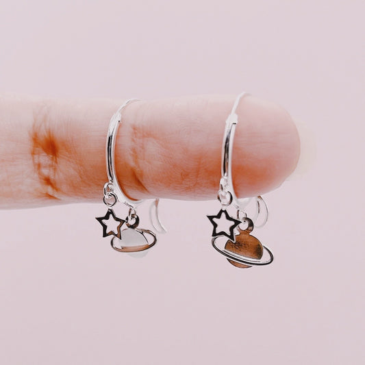 Aros Argolla Universo Lunas y Estrellas Caladas - Plata 925