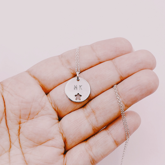 Cadena Medalla Estrella Calada Iniciales Personalizables - Plata 925