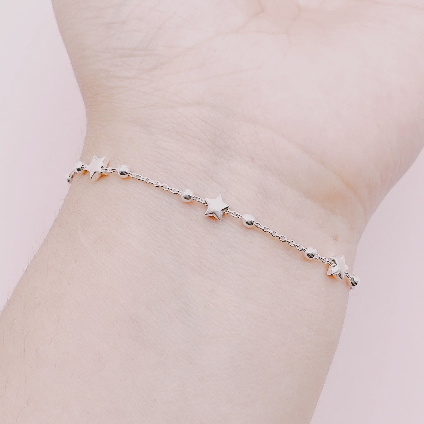 Pulsera Cadena Estrellas & Bolitas - Plata 925