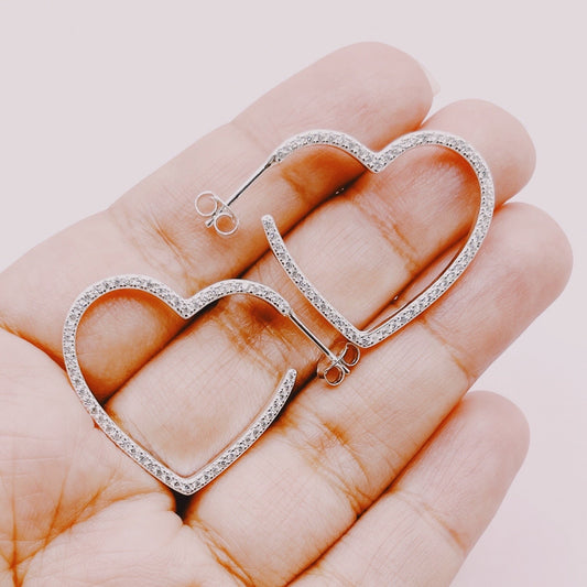 Aros Argollas Corazones Circones - Plata 925