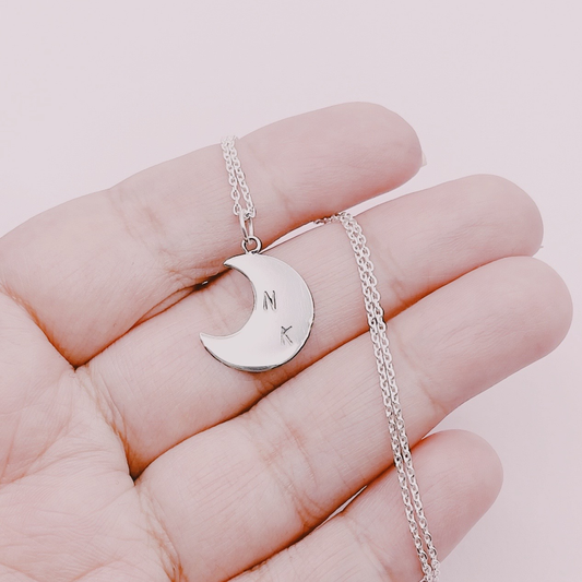 Cadena Luna Iniciales Personalizables - Plata 925