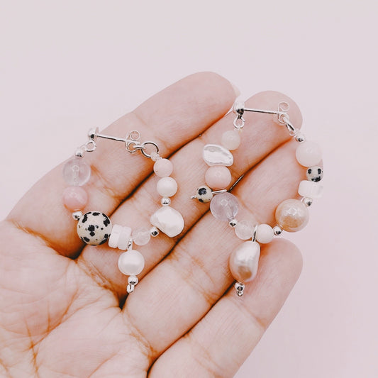 Aros Broquel Mix Piedras & Perlas - Plata 925