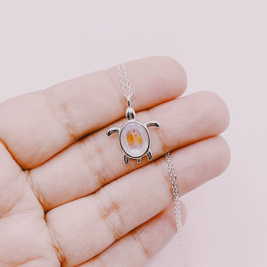 Cadena Tortuga Cuarzo Aura - Plata 925
