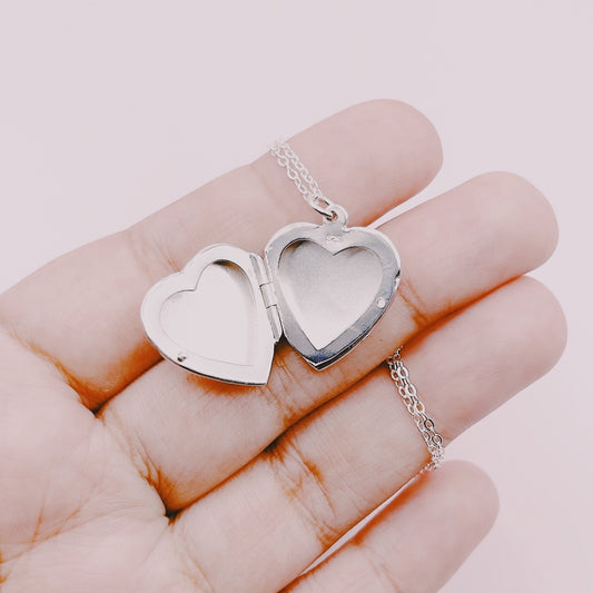 Cadena Portafotos Corazón Tamaño a Elección - Plata 925