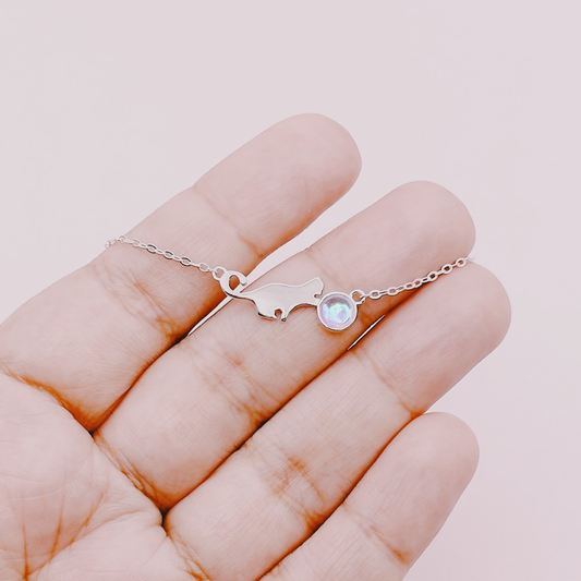 Cadena Gatito Cuarzo Aura - Plata 925