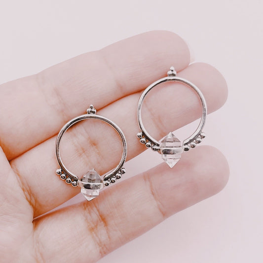 Aros Boho Cuarzo Cristal Premium - Plata 925