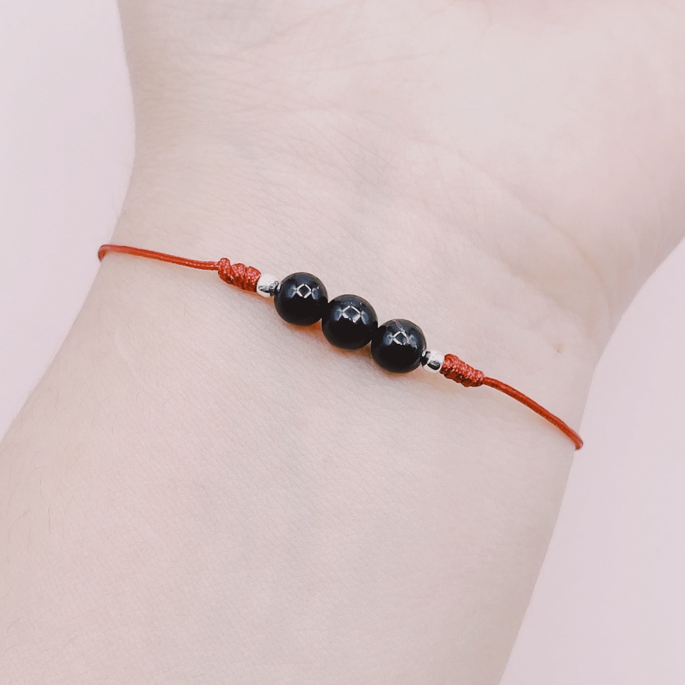 Pulsera Detente Roja 3 Turmalinas - Plata 925