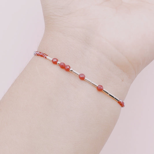 Pulsera Código Morse "Te Amo" Micro Rubiés y Cristales Originales Tornasol - Plata 925