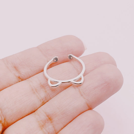 Anillo Ajustable Orejas Gatito - Plata 925