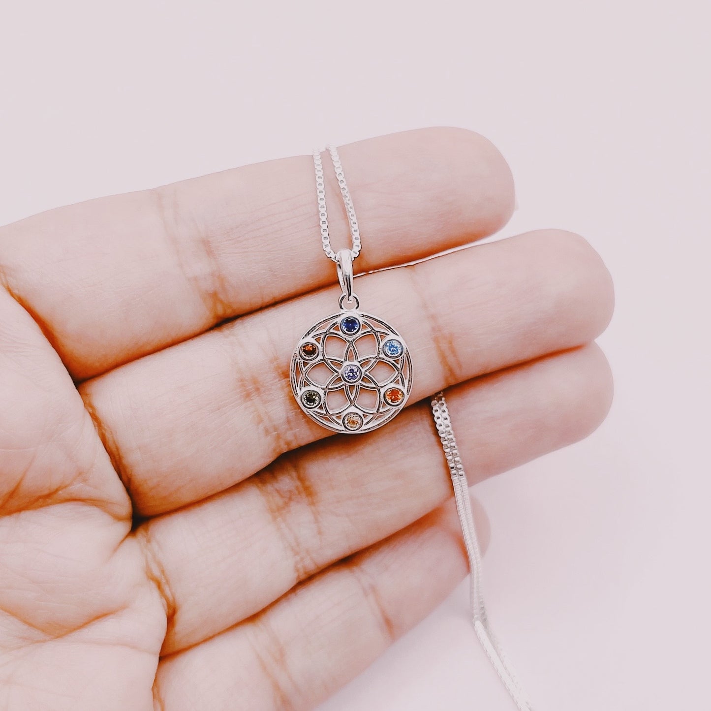 Cadena Medalla 7 chakras - Plata 925