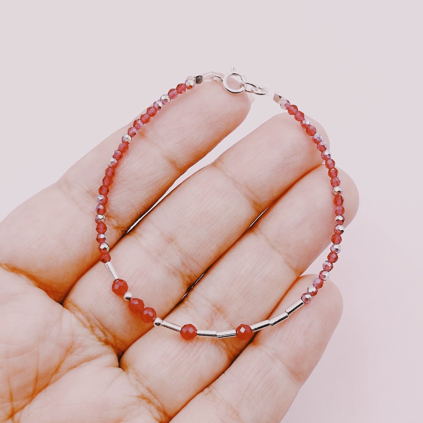 Pulsera Código Morse "Te Amo" Micro Rubiés y Cristales Originales Tornasol - Plata 925
