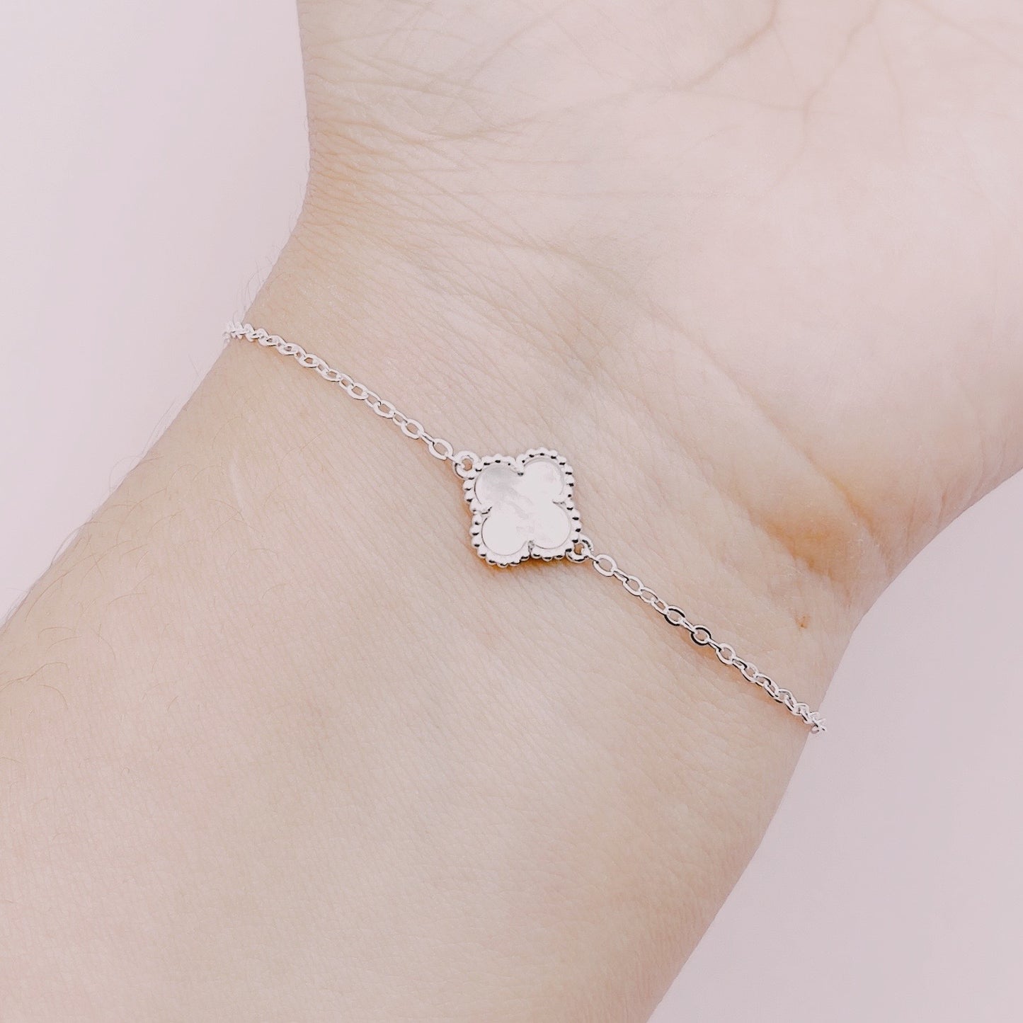 Pulsera Cadena Trébol Nácar - Plata 925