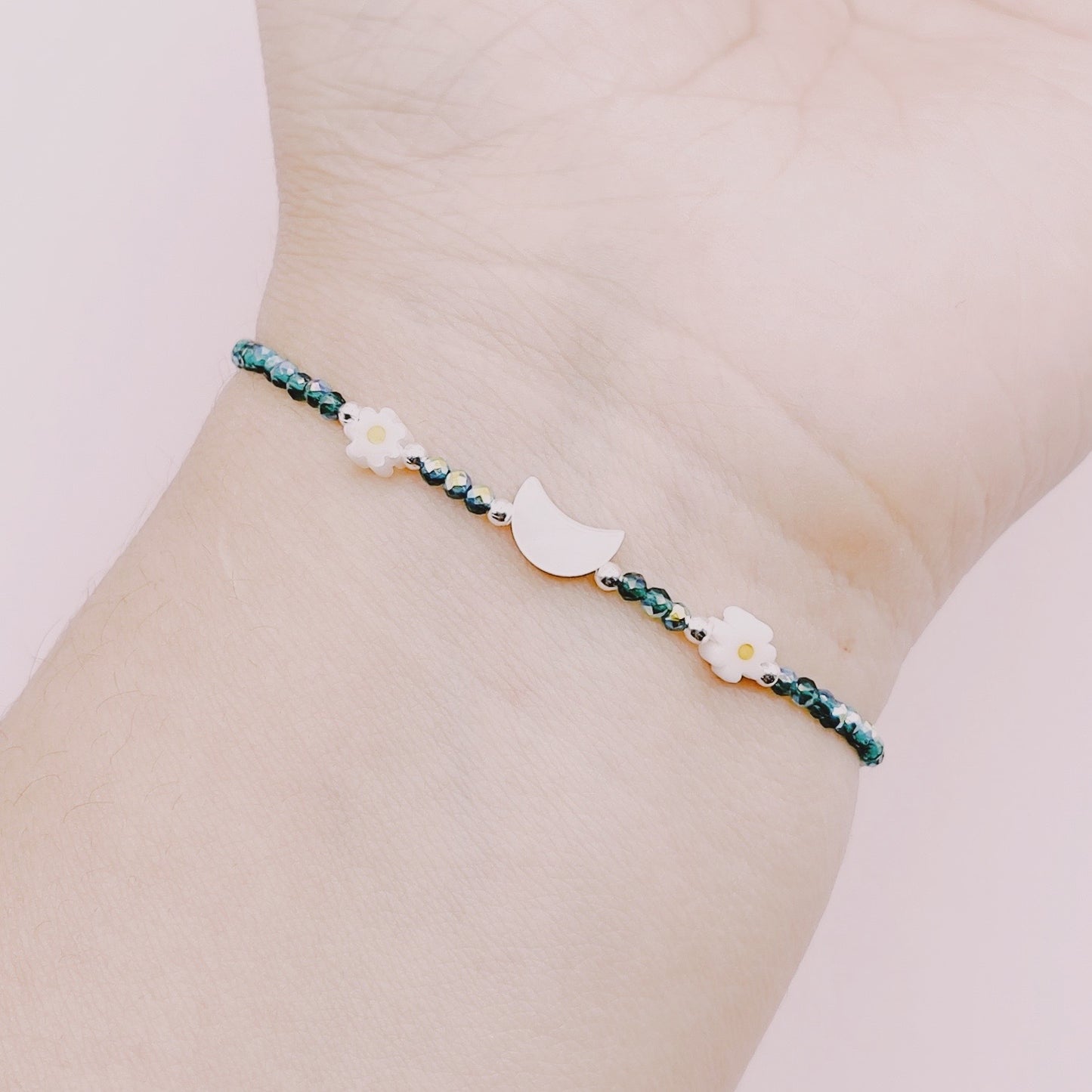 Pulsera Madre Luna y Su Jardín de Hijas Flores - Plata 925