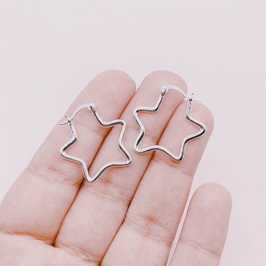 Argollas Forma Estrella Premium - Plata 925