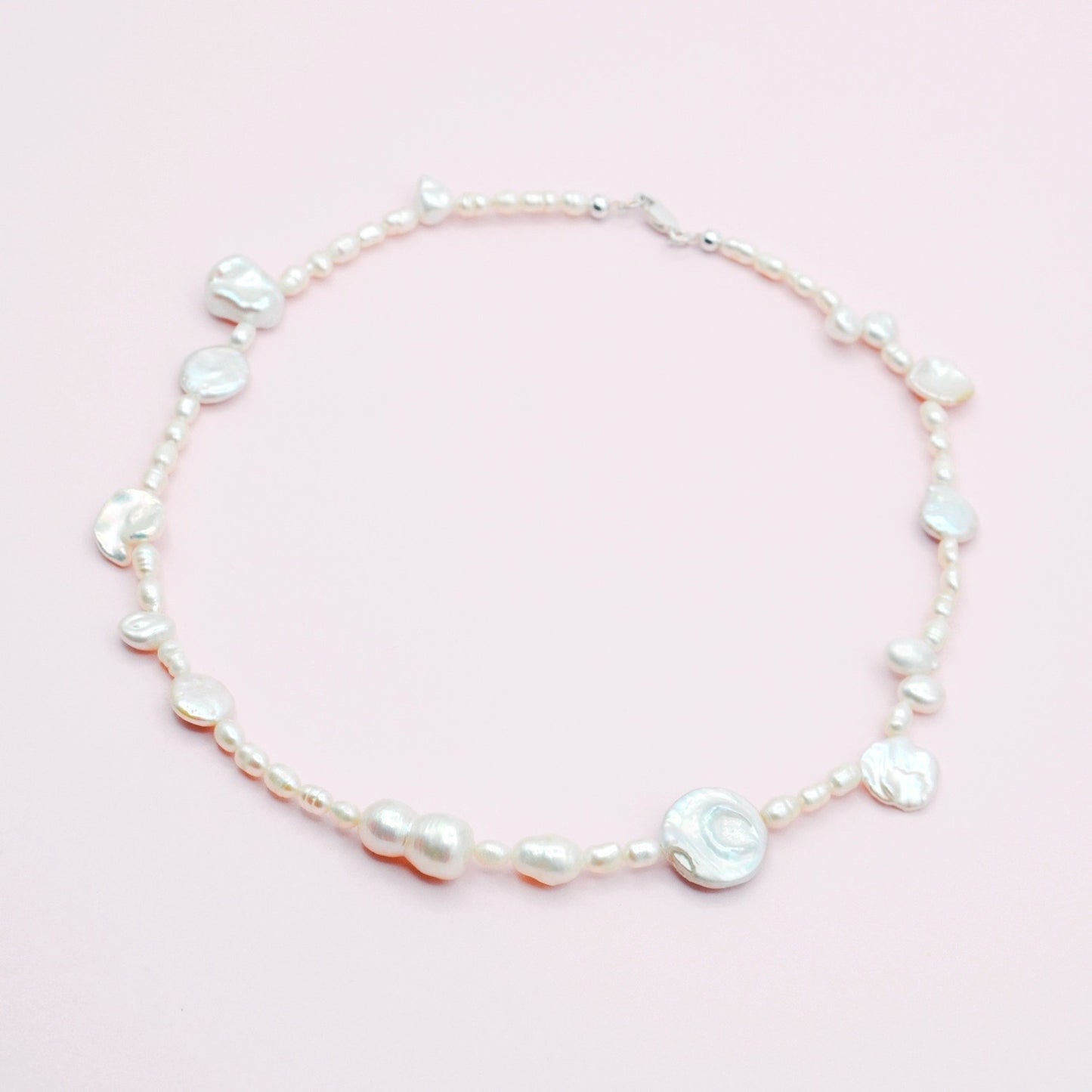 Collar Perlas Barrocas Naturales con Broche Plata 925.