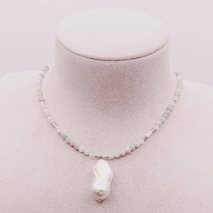 Collar Aguamarinas & Perla Barroca Original - Plata 925