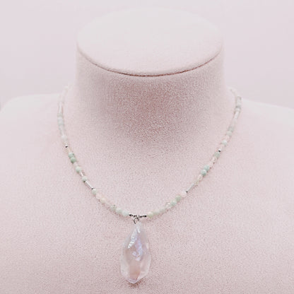 Collar Amazonitas & Gota Piedra Rústica Aura - Plata 925