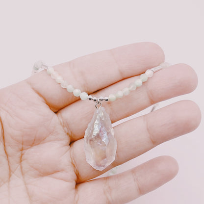 Collar Amazonitas & Gota Piedra Rústica Aura - Plata 925