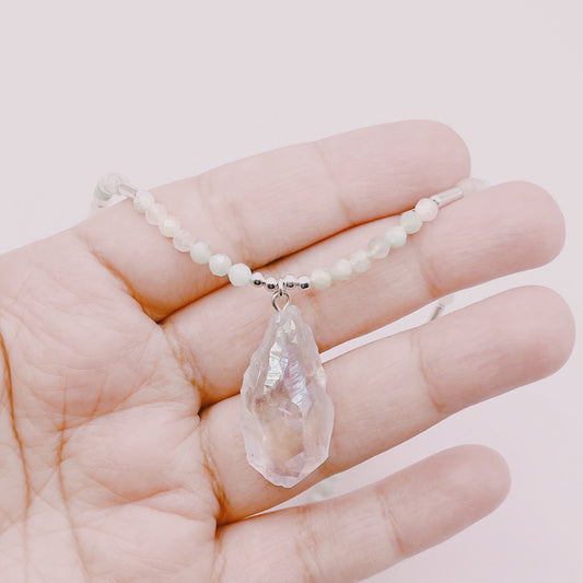 Collar Amazonitas & Gota Piedra Rústica Aura - Plata 925