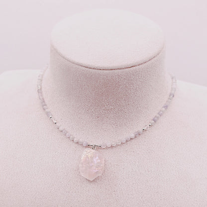 Collar Piedra Rústica Cuarzo Rosa Aura & Amatista Lavanda - Plata 925