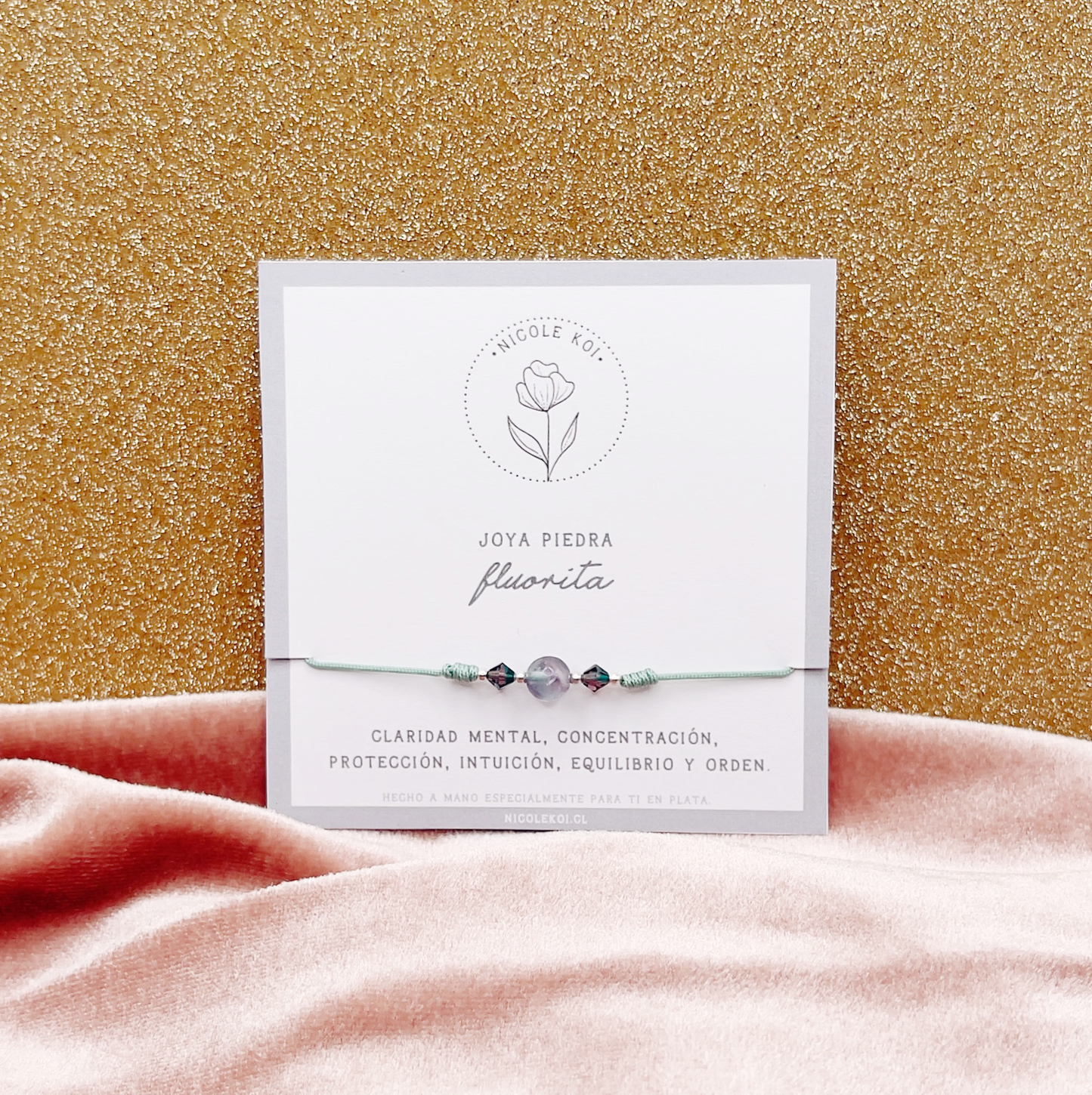 PIEDRA A ELECCIÓN - Pulsera Cuerda & Cristales - Plata 925